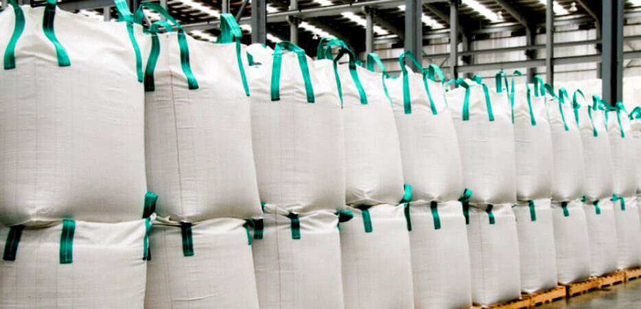 Bulk Bags Filled Super Sacks stacked two high on pallets